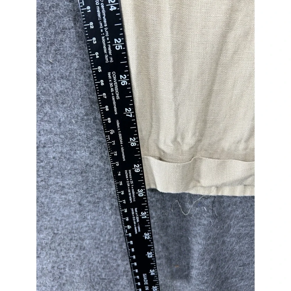 Vintage Berle Pants Mens 42x30 Beige 100% Linen Pleated Cuffed Dress 90s